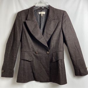 Escada Blazer Womens 40 Medium Jacket Wool Linen Blend Brown Classic